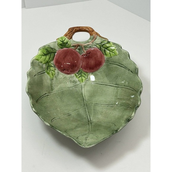 Leaf Bowl With Cherries By Gift Craft - Picture 2 of 12